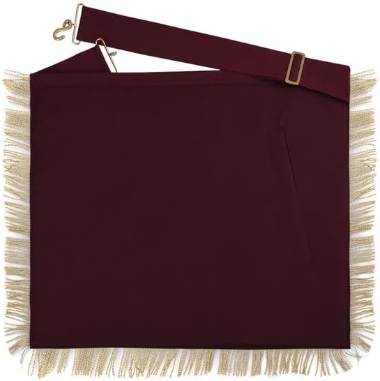 Bricks Masons 95th Degree Memphis Misraim French Regulation Apron - Maroon Velvet With Gold Hand Embroidery Bullion