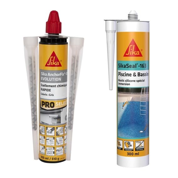 Scellement chimique pour objets lourds extérieurs et mastic étanche pour piscine