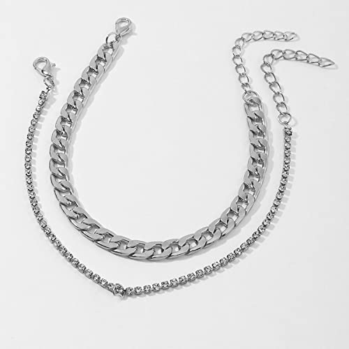 Image of yfstyle Butterfly Ankle Bracelet for Women Rhinestone Anklets Bulk Adjustable Layered Beach Ankle Bracelet Braided Chain Anklet Charm Ankle Bracelet Jewerly Gift