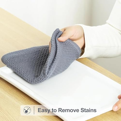 Image of Cotton Kitchen Dish Cloths, 6 Pack Super Absorbent and Lint Free Waffle Weave Dish Towels, Fast Drying Dish Rags for Washing Dishes, 13.4 X 13.4 Inch, (Dark Grey, Pack of 6)