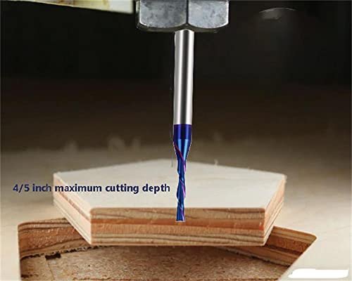 Spiral Router Bits With Down Cut 1/8 Inch Cutting, 1/4 Inch Shank Cnc Bits Solid Carbide End Mill For Wood Cut, 2D & 3D Carving Size : 1/8''X4/5''X1/4''X2 1/2 Xuanfeng Sf266, Blue #TOP3