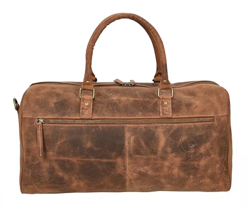 Real Leather Small Size Holdall Overnight Weekend Travel Duffle Bag Torin, Tan, Small, Duffle2