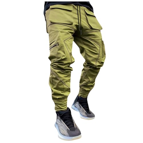 Zeiyignr Men's Cargo Jogger Pants Reflective Technical Hip Hop