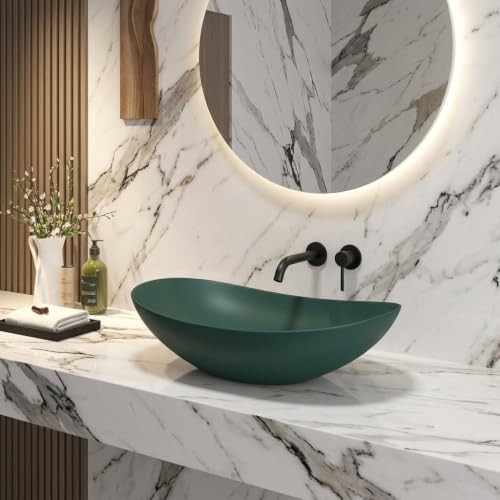 Image of Imported Luxurious Table Top Wash Basin /Ceramic Wash Basin /Green Colour Matte Surface Finish