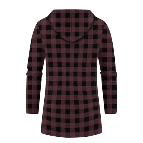 Men's Heavyweight Sherpa Lined Hoodie, Fleece Thick Zip Up Checkered Sweatshirt Drawstring Hooded Jacket with Pocket3