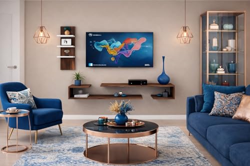 Image of Dual J Style 40 Inches Broad Based Wall Mounted Tv Cabinet Shelf for Living Room, Bedroom, Kids Room, Lounge (Wenge & White)