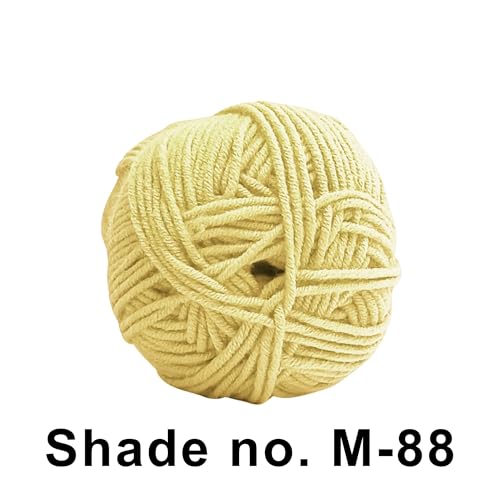 Image of VCR 4 Ply Pale Yellow Yarn, 100 Grams Hank, 190 Meters Length, Acrylic Ball for Crochet and Knitting, Soft Crosia Threads, Pack of 1 Yarn, Suitable for DIY Crafts