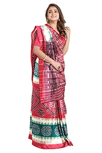 Image of Odisha Sambalpuri Handloom Ikat Women's Cotton Saree, Odisha Handloom Handmade Pure Cotton Khandua Saree, Ikkat Orissa Traditional Handloom Saree Without Blouse