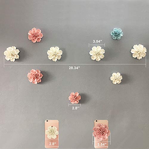 Insiswiner Ceramic Wall Flowers 3D Handmade Art Decor Wall Hanging Decorative White Peony2.8 thumb #1