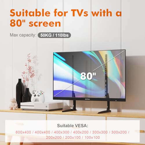Miniatura 3 de Grifema Soporte Tv Pie Para Pantallas De 22 -80 Pantalla Led Oled Curva Plana, Soporte Television Pie Carga Máx. 50 Kg, Max Vesa 800x400mm -Negro