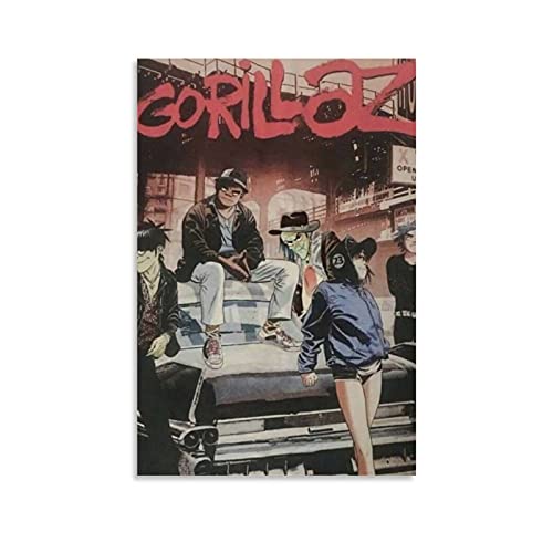 PINZI England Rock Music Gorillaz Poster Decorative Painting Canvas Wall Art Living Room Posters Bedroom Painting 08x12inch(20x30cm)