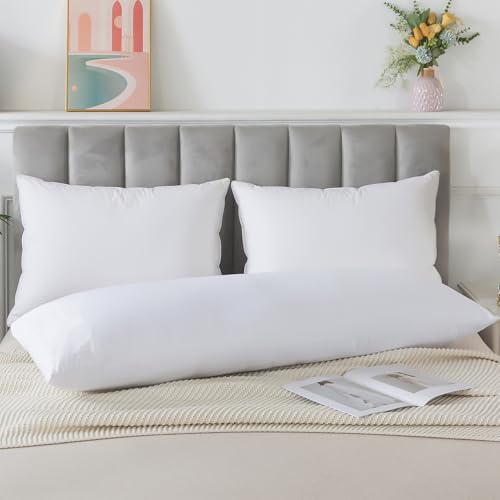 INSPIRE CRAFTER Memory Foam Body Pillow Insert, Soft Large Long Bed Pillow for Adults, Breathable Full Body Pillow, White