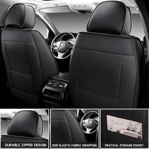 Image of MINGBRON Car Seat Covers Full Set, Brown Car Seat Cover Lumbar Support, Car Seat Protector Waterproof, Nappa Leather Car Seat Cushion, Front Seats and Back Fit for Most Cars