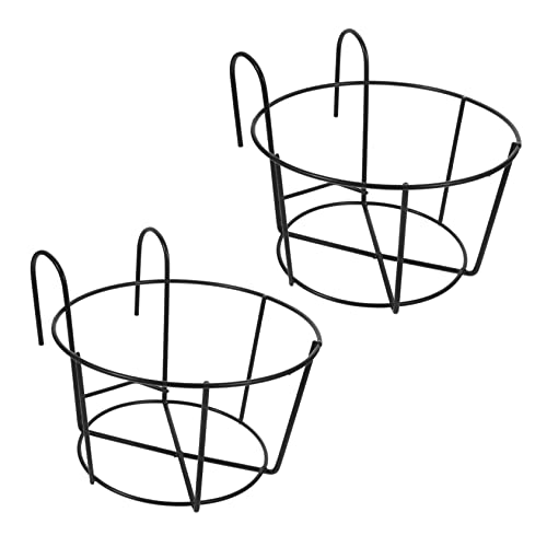 Healeved 2 Pz Pentole Per Fiore Da Balcone Impianto Di Ringhiera Cesti Appesi Vaso Da Fiori Sospeso in Ferro Cesto Portavaso Per Fiori Vaso Appeso Fioriera Asta Appendiabiti All'aperto