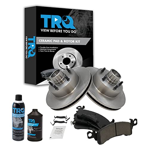 TRQ Front Brake Pad & Rotor Kit Ceramic Compatible with 79-84 98 79-81 Bonneville Camaro 79-90 Caprice Catalina 79-85 Delta 88 Electra Firebird Impala 79 Nova Omega 83-86 Parisienne Skylark
