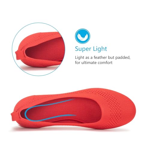Image of Frank Mully Women's Ballet Flat Shoes Knit Dress Shoes Round Toe Slip On Ballerina Flats for Woman Low Wedge Comfort Soft