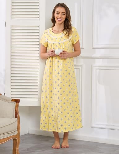 IZZY + TOBY Nightgowns for Women Knit Cotton Night Dress Soft Short Sleeve Ladies Gowns4