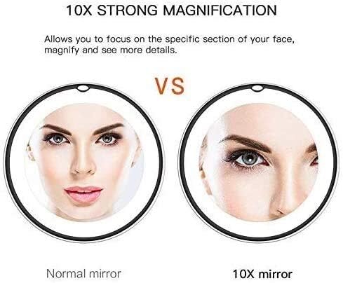 Mirrors Makeup with 3 Luminosity LED Lights Makeup 10X Vanity for Bathroom Shower Tabletop