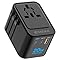 decqle Adaptador de tomada universal, adaptador de viagem com 2 USB-C (PD 20W) e 1 USB-A, adaptador universal para UE, Reino Unido, americano, Canadá, Austrália e 224 país(preto) BR1