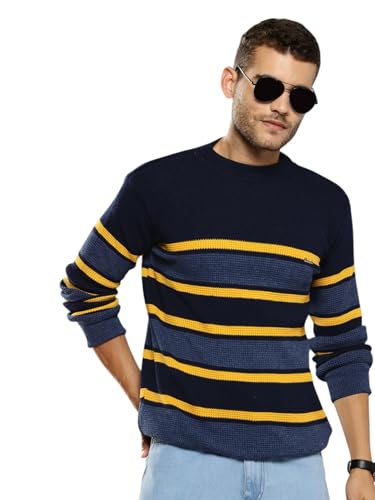 Image of Aarika Mens Winter Wear Cream Colour Solid Woolen Sweater