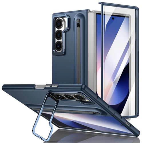 Coque Galaxy Z Fold 5 bleu étui antichoc fente stylet et protection écran
