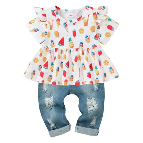 Image of CARETOO Girls Clothes Outfits Cute Baby Girl Floral Long Sleeve Pant Set Flower Ruffle Top