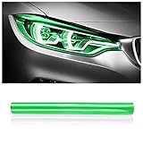 12 X 48inch Car Light Tint Film, Cuttable&Stretchability Car Headlight Taillight Fog Light Vivid Vinyl Wrap Protector,Non-Marking Self-Adhesive Decals Car Decor (Green)