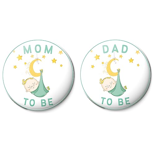 Image of Cup of Joy Mom /mother to Be and Dad /father to Be Round Pin Badge for Boy or Girl, Welcome Baby, Baby Girl, Baby Boy, Party Wearable Metal Badge Party Decoration () (()