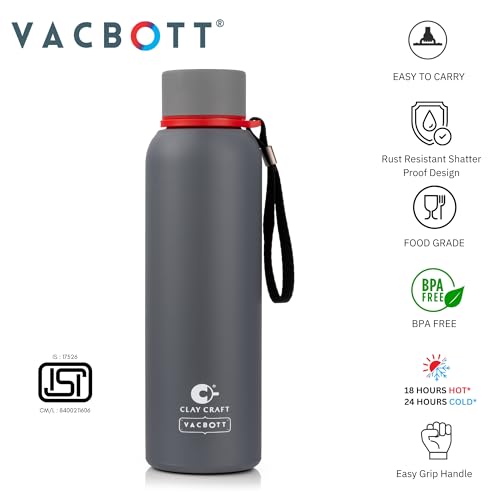 Image of CLAY CRAFT VACBOTT Everest Hike Double Wall|18 Hours Hot and 24 Hours|Cold Water Bottle Vacuum Insulated Flask Bottle 700ml|Leak Proof|BPA-Free| BIS Certified| Made in India|1 Year Limited Warranty