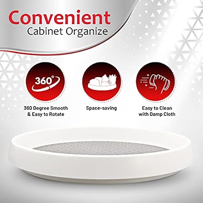 Lazy Susan Turntable, Non Skid Large Lazy Susan Turntable for Cabinet and Refrigerator, Plastic Rotating Turn Table, 10 Inch - by RamPro
