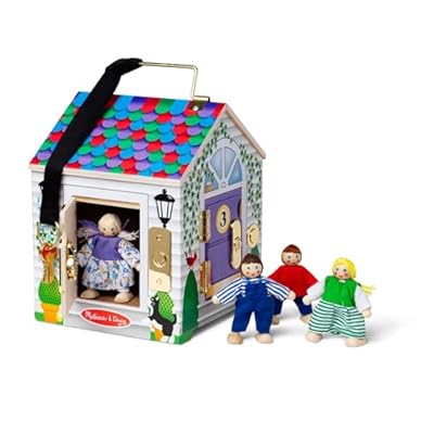 Melissa & Doug Take-Along Wooden Doorbell Dollhouse - Doorbell Sounds,