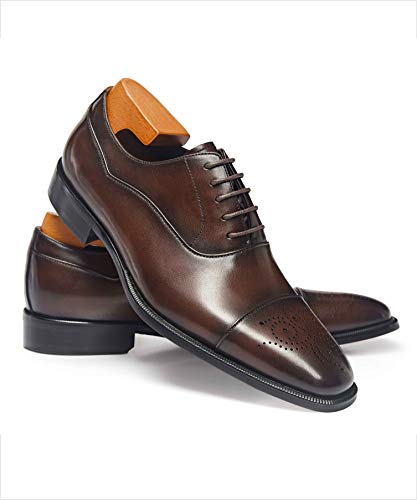 Latest Model Men Dress Shoes Formal Oxford Office Genuine Leather Shoes (12 Dark Brown)