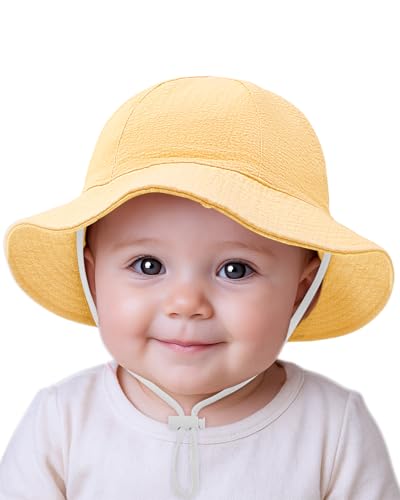 Century Star Seersucker Hats Baby Girls Sun Hats UPF 50+ for Infant Kids Toddler Adjustable Summer Beach Cap - Main Image