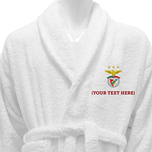 BGEUROPE SL Benfica Peignoir Blanc COL CHÂLE PERSONNALISÉ - Benfica Stars (Size M, Logo + nom (Avant)) Cover