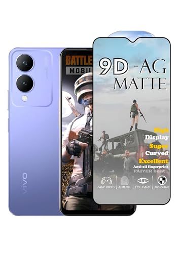 Image of Premium Tempered Glass for Vivo y17s (matte finish glass, Pack of 1) Full Screen Coverage gaming matte Screen Protector Guard (vivo y17s)