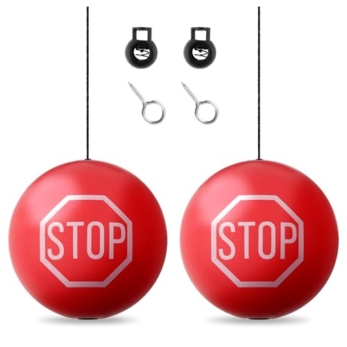 TSIEBRV 2PCS Garage Tennis Ball Parking Aid with 13ft Adjustable Rope Hanging Tennis Ball Garage Parking Aid for Collision Protection Universal Garages Parkings Assist with Stop Sign