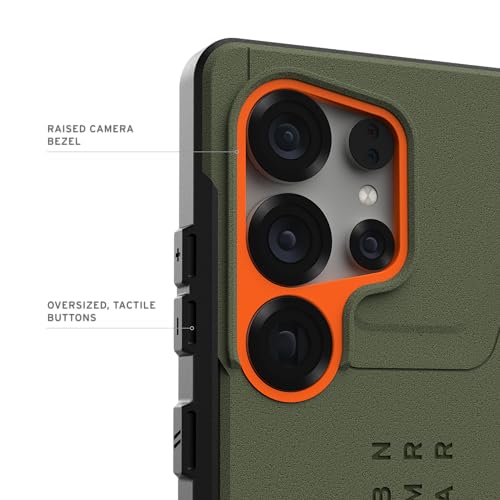 Image of Urban Armor Gear TPU UAG Civilian Rugged Slim Fit Shockproof Protective Case /Cover Designed For Galaxy S25 Ultra 5G (2025), Magnetic Charging Compatible - Olive Drab /Orange