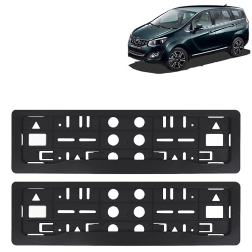Image of KINGSWAY Marazzo Car Number Plate Frames for All 2018 to 2022 Models of Mahindra Car Registration Plate Holders, Black Licence Plate Covers (Front and Rear), Universal Size 51.5 x 14.5 cm