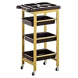 Mobile Spa Storage System with Wheels - Spacious Salon nization Tray (Golden) for Convenient Salon Management and Easy Mobility