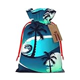 Monopatín con palmeras, bolsa de regalo con asas y etiqueta, perfecta para Navidad, cumpleaños, boda o regalo diario - (M)