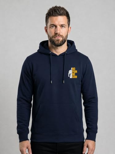 Image of Mens Full Sleeve Graphic Printed Hooded Sweatshirt | No Pain No Gain Print Winter Hoodies for Men | Gym Hoodie Men's