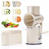 Drehbare Käsereibe mit 10 Klingen, Gemüsehobel, Aufbewahrungsbox, starker Saugfuß für einfache Gemüse-, Obst- und Käsezubereitung
