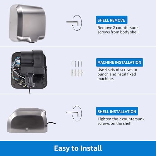 Goetland Stainless Steel Commercial Hand Dryer 1800w Automatic High Speed Heavy Duty Dull Polished