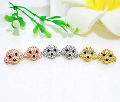 925 Sterling Silver Cute Dog Puppy Zirconia Earrings Ear Stud Piercing white gold plated Fashion Jewelry Gifts WK900554