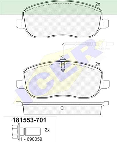 Icer Brakes 181553-701 komplet klocków hamulcowych, hamulec tarczowy – (4-częściowy)