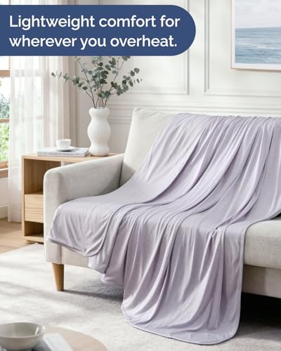 Image of Cooling Blanket for Hot Sleepers - Cold Blanket Throw Size - Double-Sided, Ultra Cool for Summer, Night Sweats & All Seasons - Soft, Lightweight & Breathable for Couch, Bed or Sofa - Purple, 50 inch x 60 inch