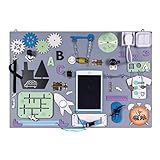 3toysm MIA Tableau d'activité sensoriel Montessori Busy Board en Bois Gris Transports 75 cm