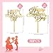 30 Pcs Happy Mother's Day Cake Topper, Acrylic Mothers Day Cupcake Toppers with Heart Love Cake Gold Toppers Cake Decor for Mom's Birthday Party Supplies