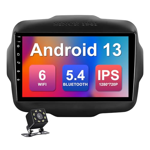 2+32G 9-inch Android 13 Car Stereo for Jeep Renegade 2015-2020 IPS Touchscreen Screen Car Radio with Carplay & Android Auto Support Backup Camera GPS FM Navi BT SWC