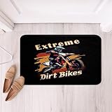 Loussiesd Extremsport für Jungen Badematte 40x60cm Dirtbikes für Kinder Teens Badezimmerteppich Rennfahrer und Geländefahrer Badteppiche Motorräder Duschvorleger